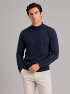 Men's slim fit mock neck sweater – Navy front view – Edward & Lawsen