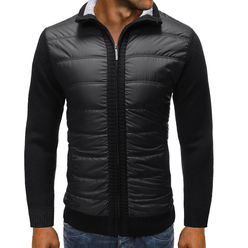 Men's quilted jacket with knit sleeves – black – Edward Lawson