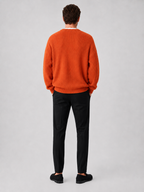 Men's crew neck sweater – Orange back view – Edward & Lawsen