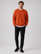 Men's crew neck sweater – Orange full view – Edward & Lawsen