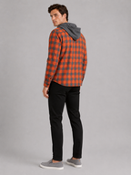 Men's plaid flannel jacket – Orange back view – Edward & Lawsen