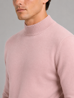 Men's slim fit mock neck sweater – Pink detail view – Edward & Lawsen