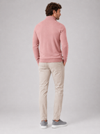 Men's quarter-zip mock neck sweater – Pink back view – Edward & Lawsen