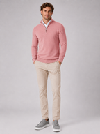 Men's quarter-zip mock neck sweater – Pink full view – Edward & Lawsen