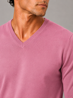 Men's V-neck sweater – Pink detail view – Edward & Lawsen