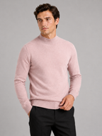 Men's slim fit mock neck sweater – Pink front view – Edward & Lawsen