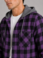 Men's plaid flannel jacket – Purple detail view – Edward & Lawsen