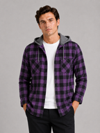 Men's plaid flannel jacket – Purple front view – Edward & Lawsen