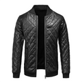 Men's slim fit leather jacket – Black front view – Edward Lawson