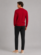 Men's wool crewneck sweater – Red back view – Edward & Lawsen