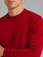 Men's wool crewneck sweater – Red detail view – Edward & Lawsen