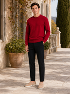 Men's wool crewneck sweater – Red lifestyle view – Edward & Lawsen