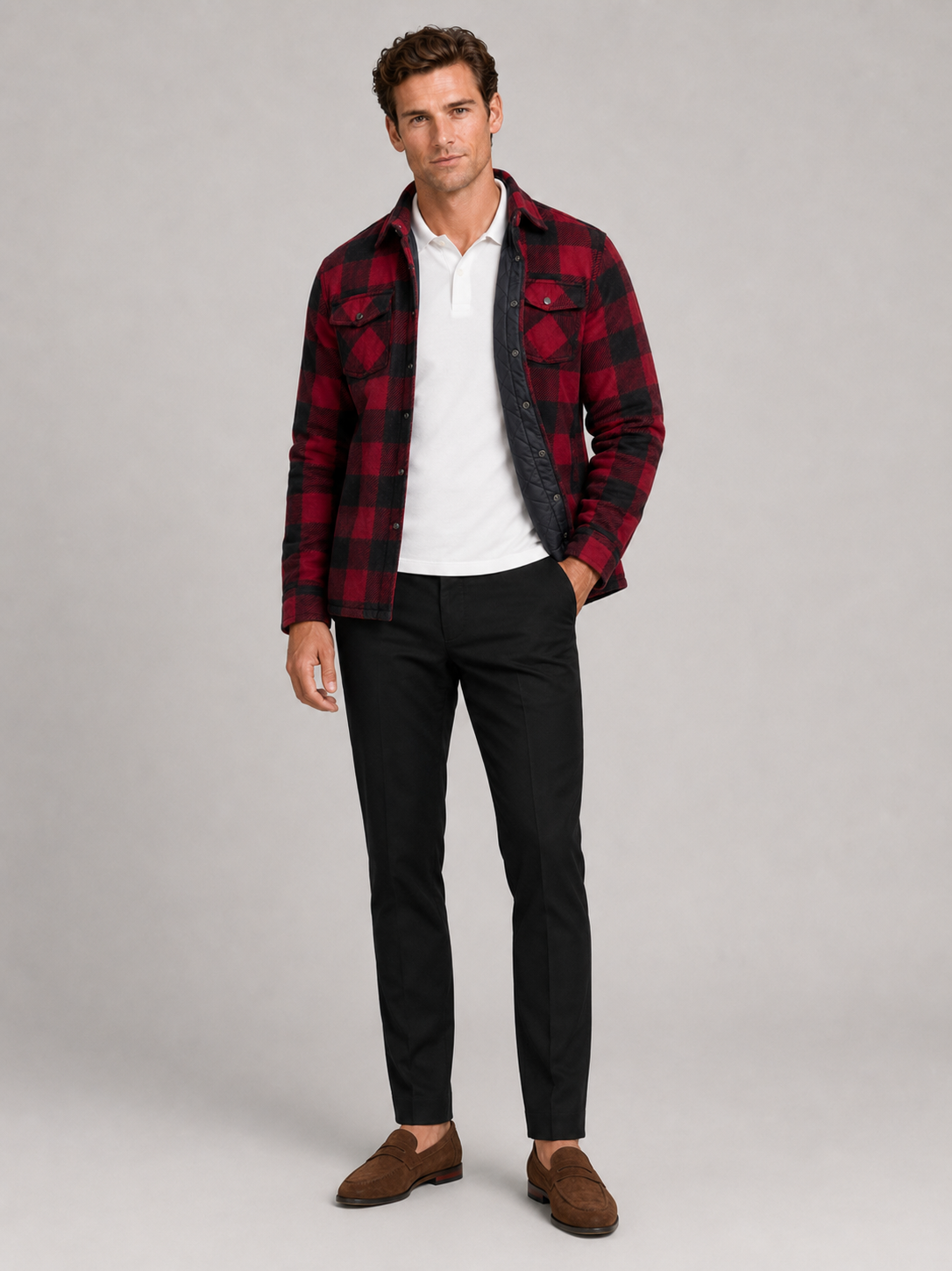 Men's quilted jacket – Red full view – Edward & Lawsen