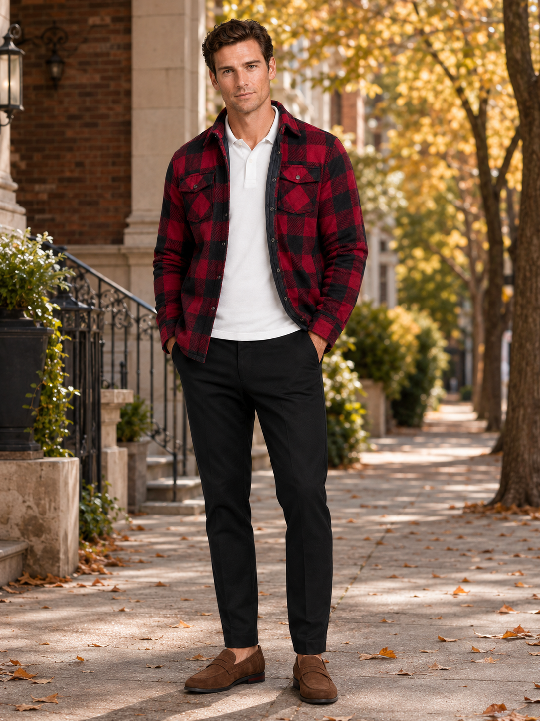 Men's quilted jacket – Red lifestyle view – Edward & Lawsen