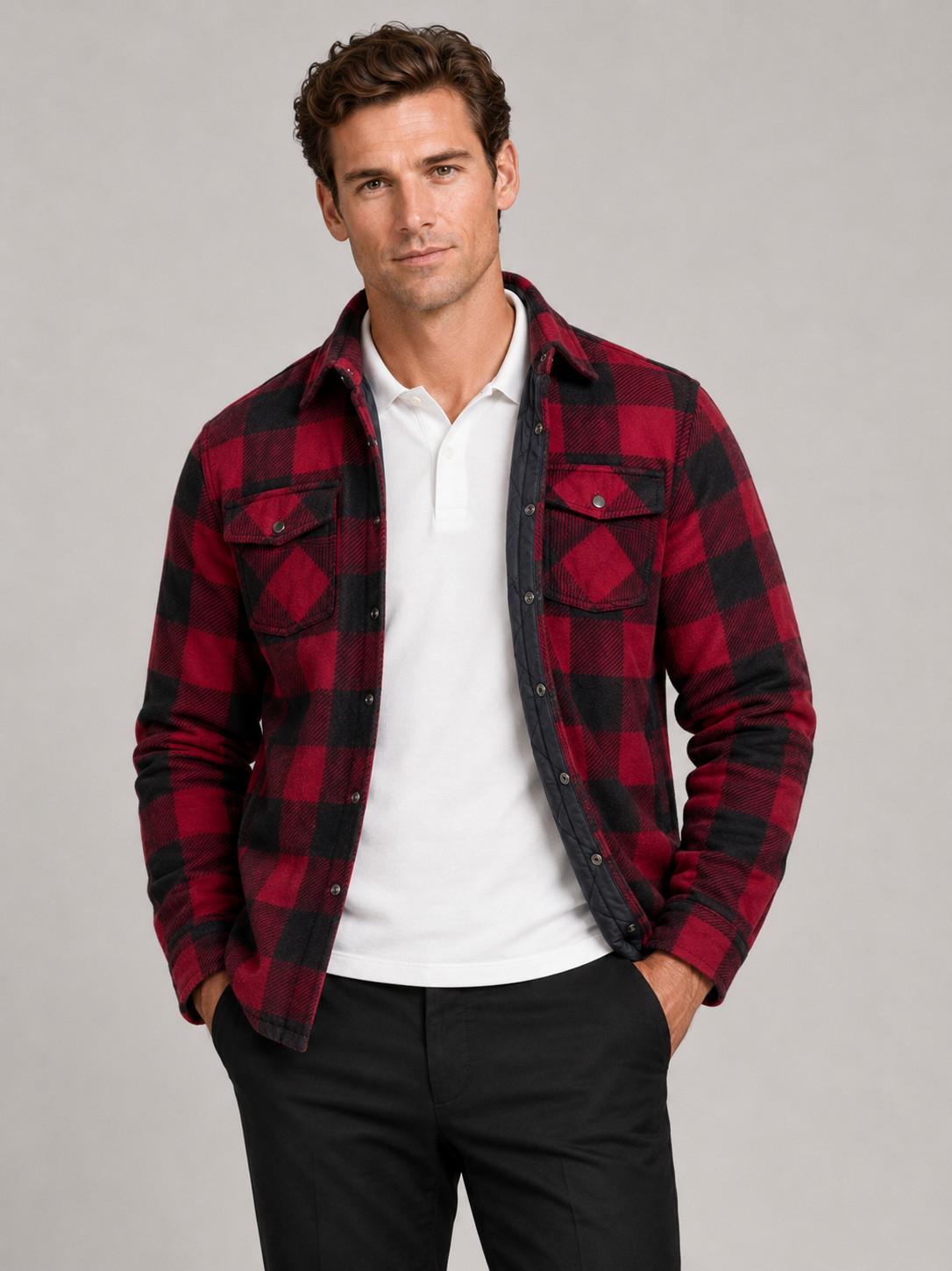 Men's quilted jacket – Red front view – Edward & Lawsen