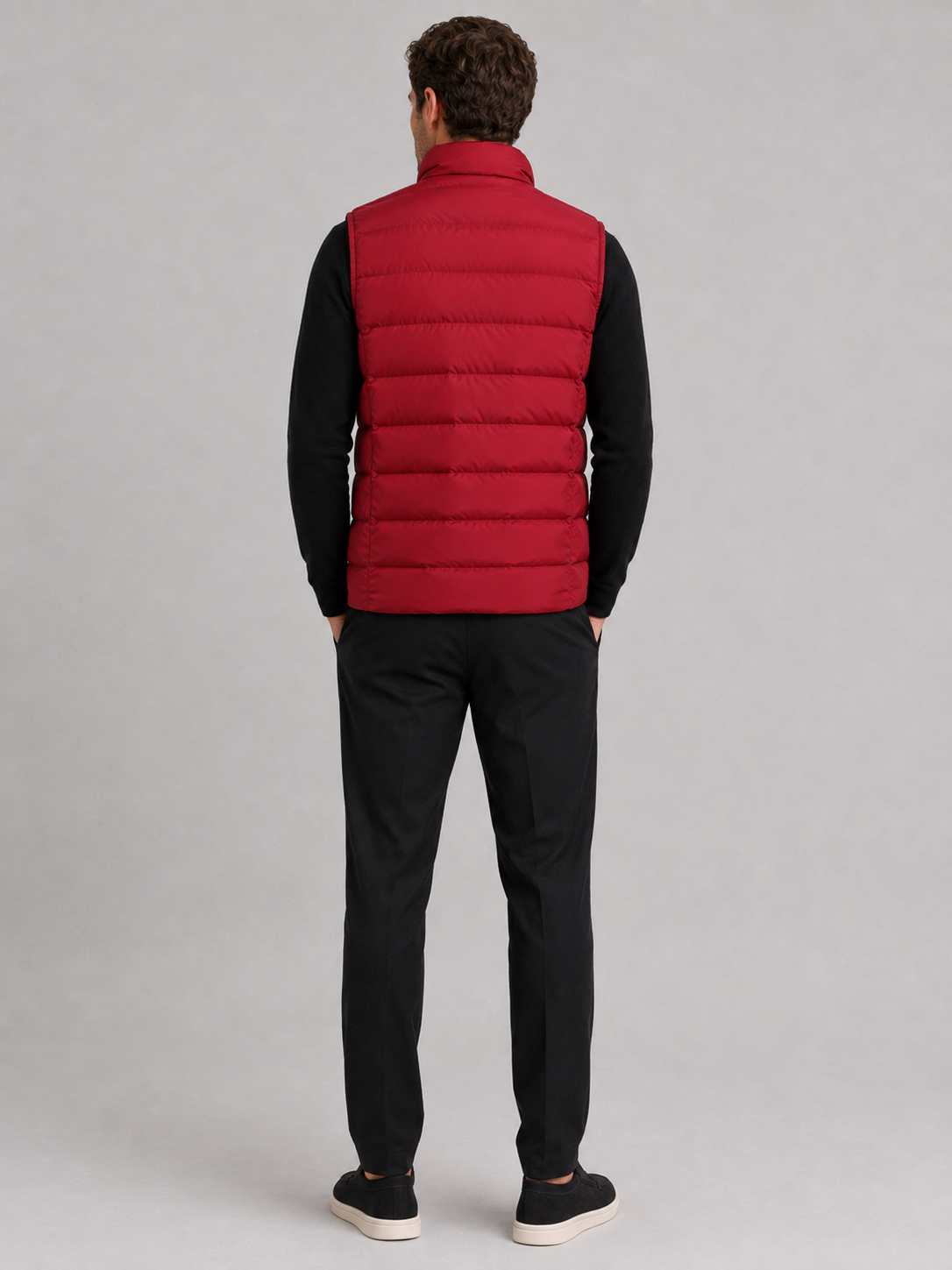 Men's puffer vest – Red back view – Edward & Lawsen