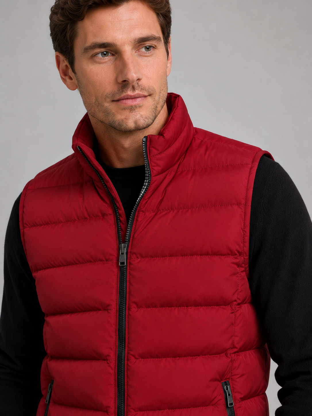 Men's puffer vest – Red detail view – Edward & Lawsen