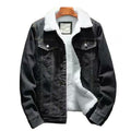 Men's sherpa-lined denim trucker jacket – black – Edward Lawson
