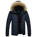 Men's faux-fur hooded quilted jacket – Navy Blue – Edward Lawson