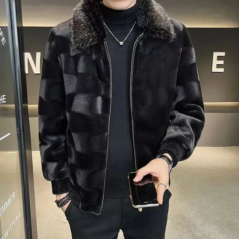 Men's faux-fur winter jacket – black – Edward Lawson