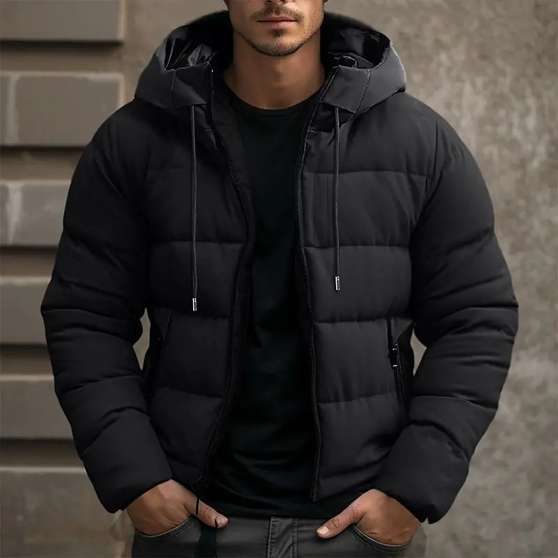 Men's hooded puffer jacket – Black – Edward Lawson