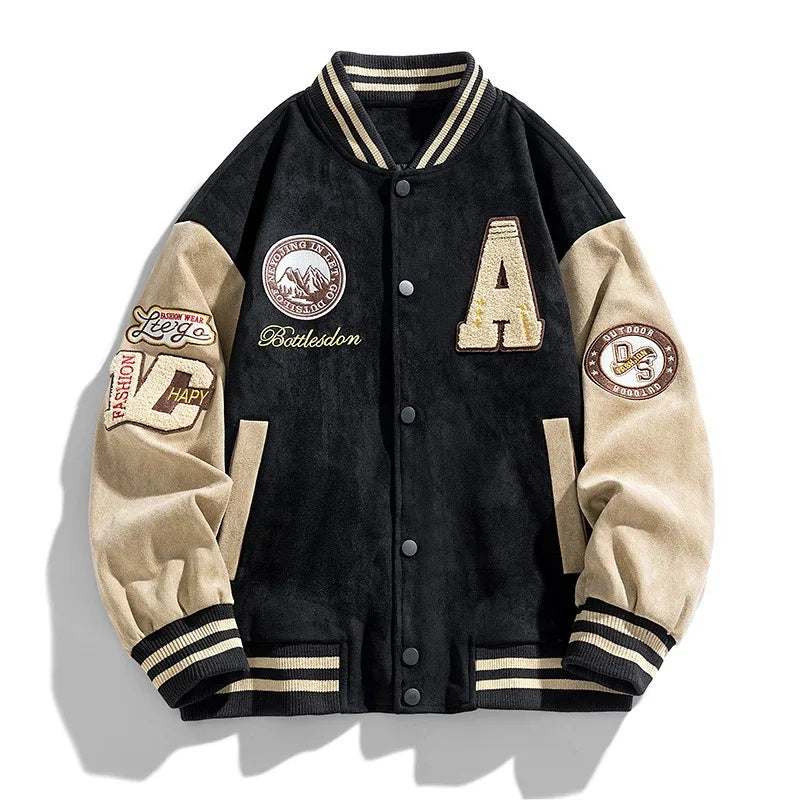 Men's embroidered varsity jacket – Black – Edward Lawson