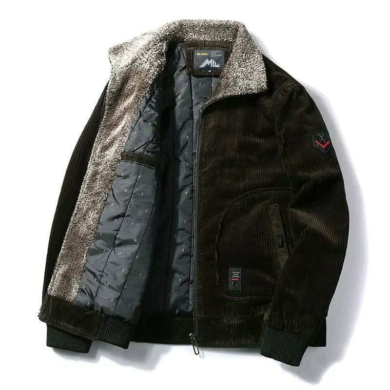 Men's corduroy winter jacket – Olive Green – Edward Lawson