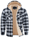 Men's hooded flannel shirt jacket with Sherpa lining – black – Edward Lawson