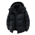 Men's hooded fleece-lined puffer jacket – black – Edward Lawson
