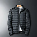Men's lightweight packable puffer jacket – black – Edward Lawson