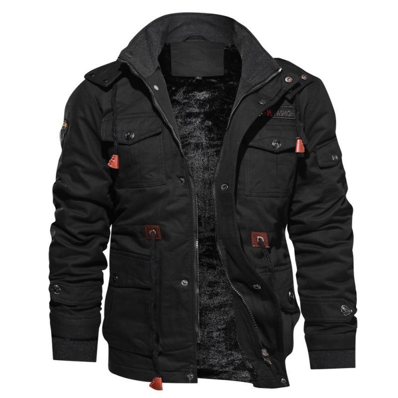 Men's waterproof fleece jacket with stand collar – black – Edward Lawson