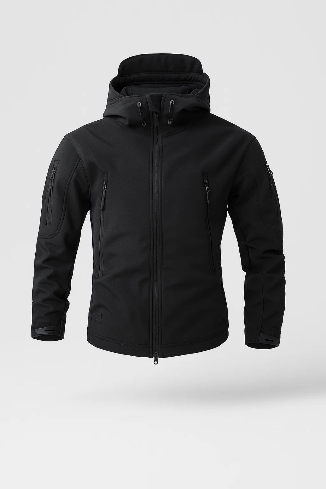 Men's functional hooded zip jacket – Black detail view – Edward Lawson