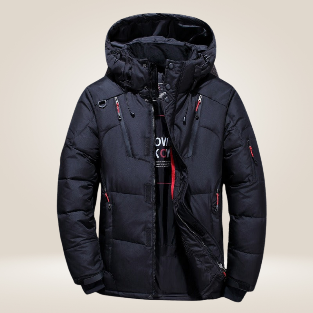 Men's goose down outdoor jacket – black – Edward Lawson