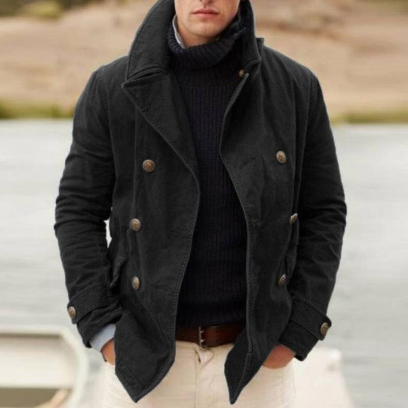 Men's double-breasted peacoat – Black – Edward Lawson