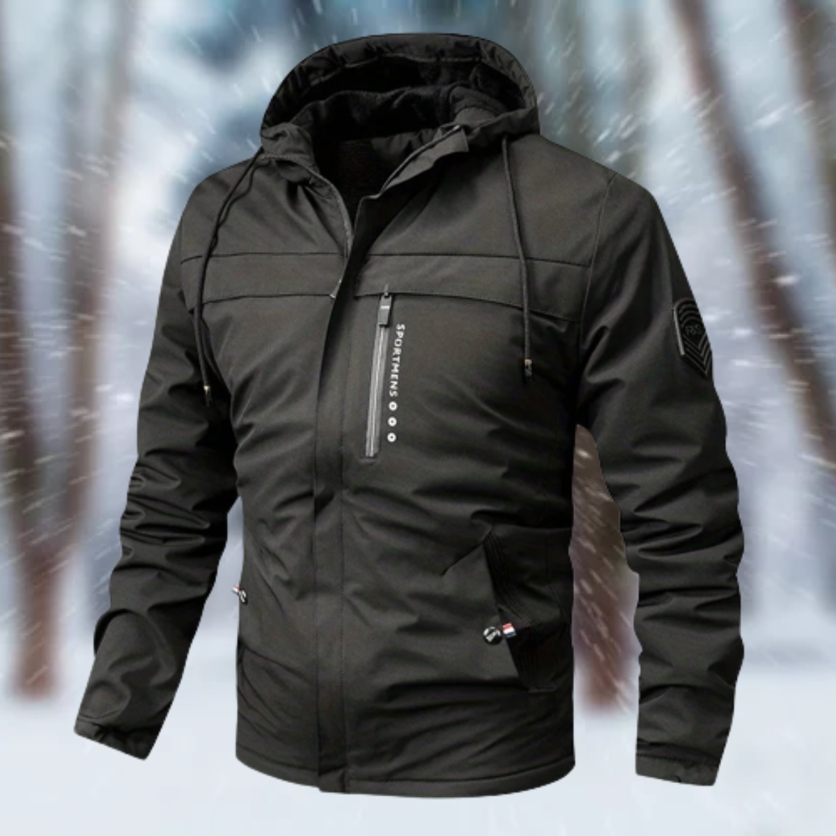 Men's water-resistant hooded winter jacket – black – Edward Lawson
