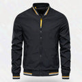 Men's stand-collar non-iron jacket – Black front view – Edward Lawson