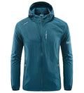 Men's ultra-lightweight hooded jacket – Light Blue front view – Edward Lawson