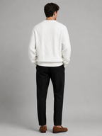 Men's diamond pattern oversized cardigan – White back view – Edward & Lawsen