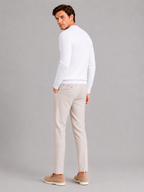 Men's cable knit crew neck sweater – White back view – Edward & Lawsen