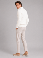 Men's cashmere quarter-zip mock neck sweater – White back view – Edward & Lawsen
