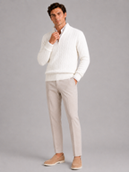 Men's cashmere quarter-zip mock neck sweater – White full view – Edward & Lawsen