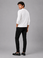 Men's crew neck knit sweater – White back view – Edward & Lawsen