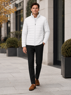 Men's puffer jacket – White lifestyle view – Edward & Lawsen