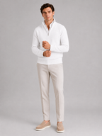 Men's half zip sweater – White full view – Edward & Lawsen