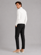 Men's slim fit mock neck sweater – White back view – Edward & Lawsen