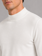 Men's slim fit mock neck sweater – White detail view – Edward & Lawsen
