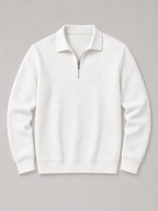 Men's quarter zip polo sweater – White product view – Edward & Lawsen
