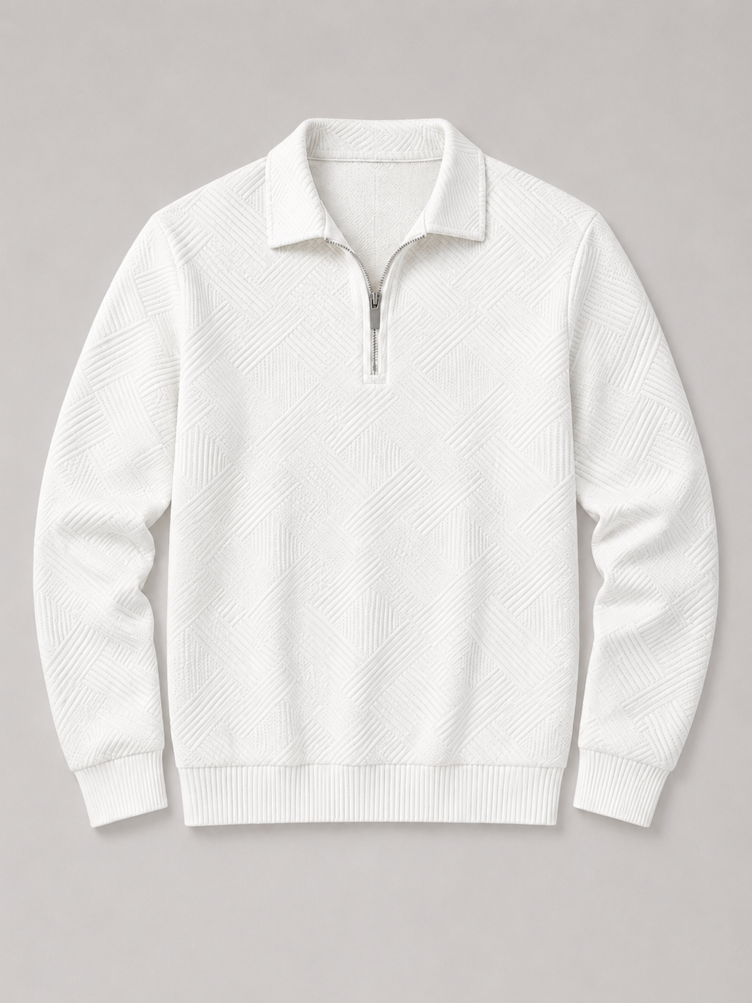 Men's quarter zip polo sweater – White product view – Edward & Lawsen
