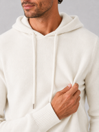 Men's wool hoodie sweater – White detail view – Edward & Lawsen
