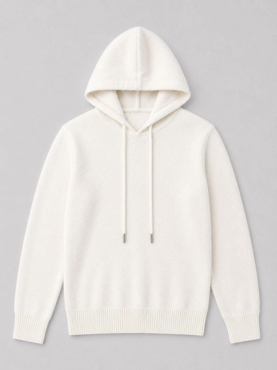 Men's wool hoodie sweater – White product view – Edward & Lawsen